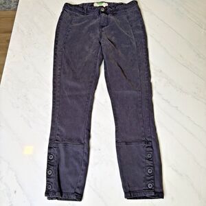 by Anthropologie Button-Hem Cropped Pants Gray 28 Boho Elevated Casual